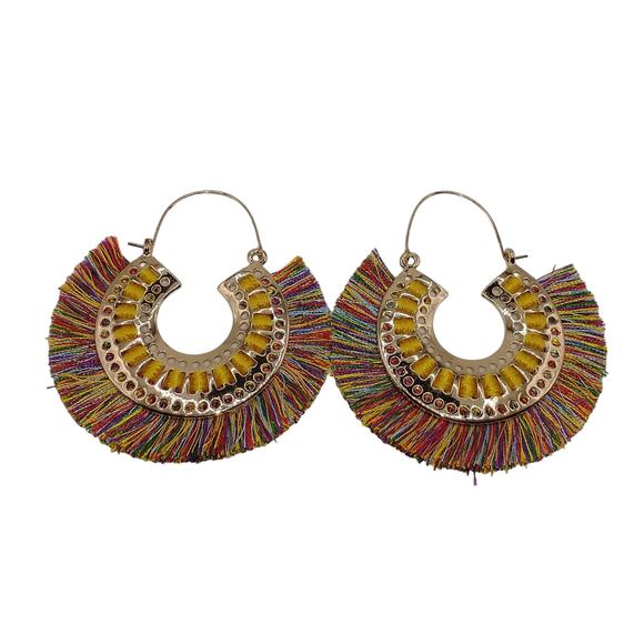 C&C California Multicolor Gold Tone Dangle Earrings Colorful Festive Beautiful - Picture 4 of 4